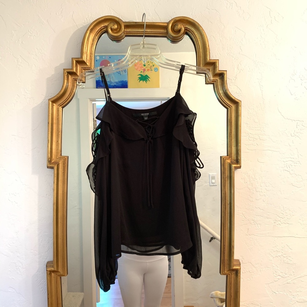 Guess Los Angeles Black Off the Shoulder Blouse